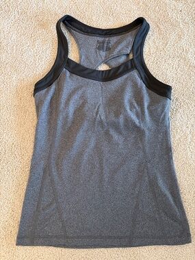tek gear Grey Racerback Tank with Black Trim